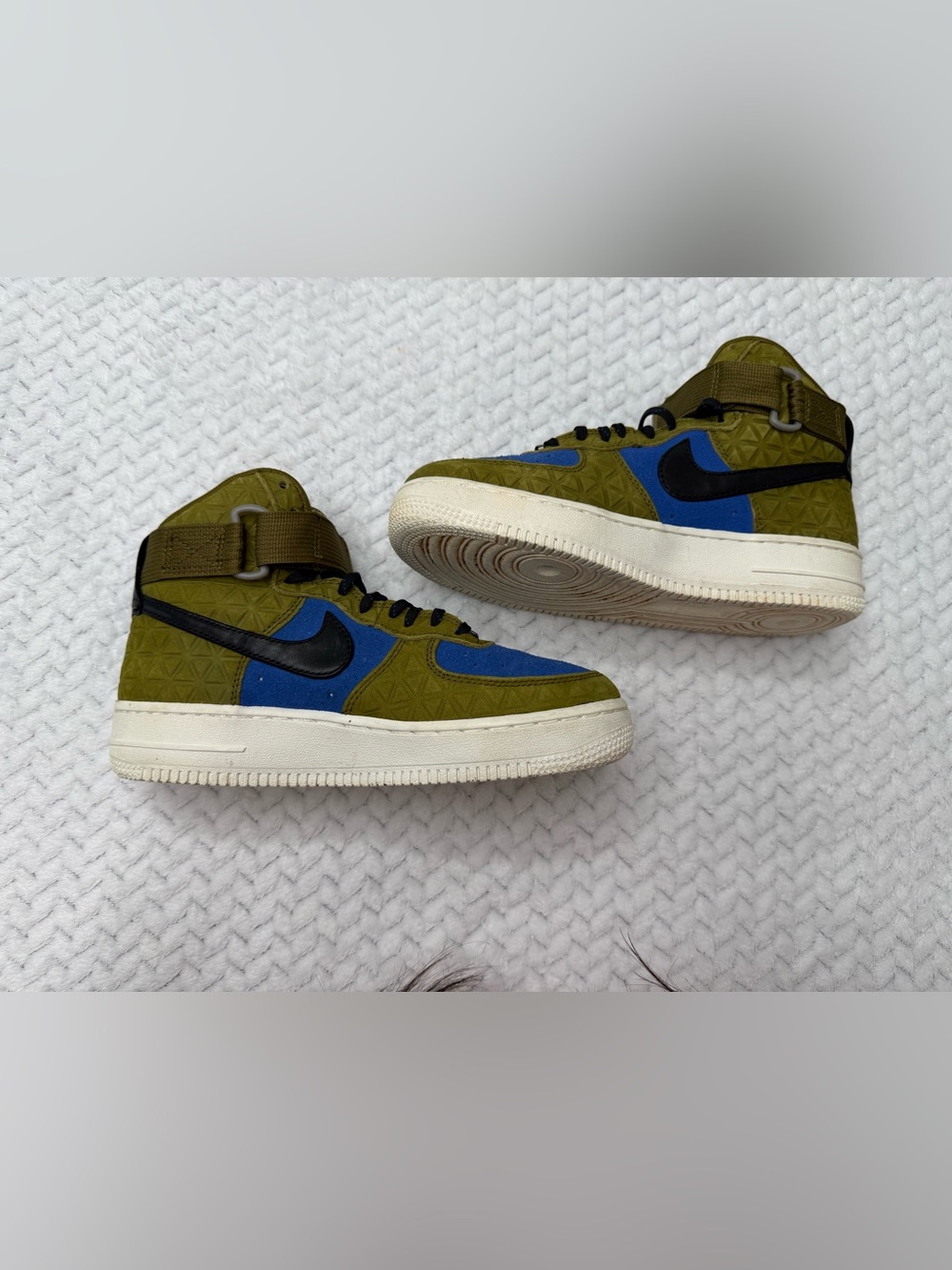 Nike Air Force 1 High Top Sneaker Lace Up Hook & Loop Strap Green Blue Black